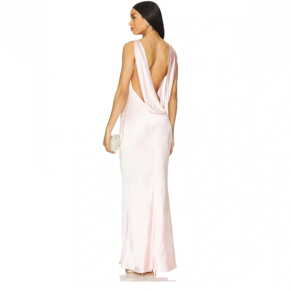 Runaway the Label Raelyn Maxi Dress satin draped Soft Pink gown Revolve XS - Picture 5 of 12